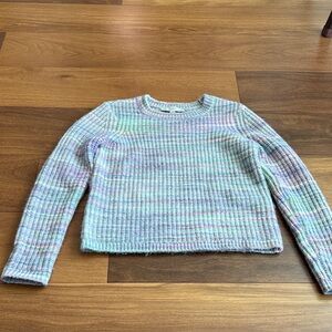LOFT Pastel Multi-Color Waffle Knit Crew Sweater